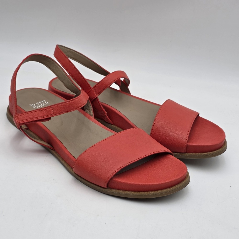 Eileen Fisher Woman's Demo Sandals Leather Orange/Coral Women's Size 9 M Shoes